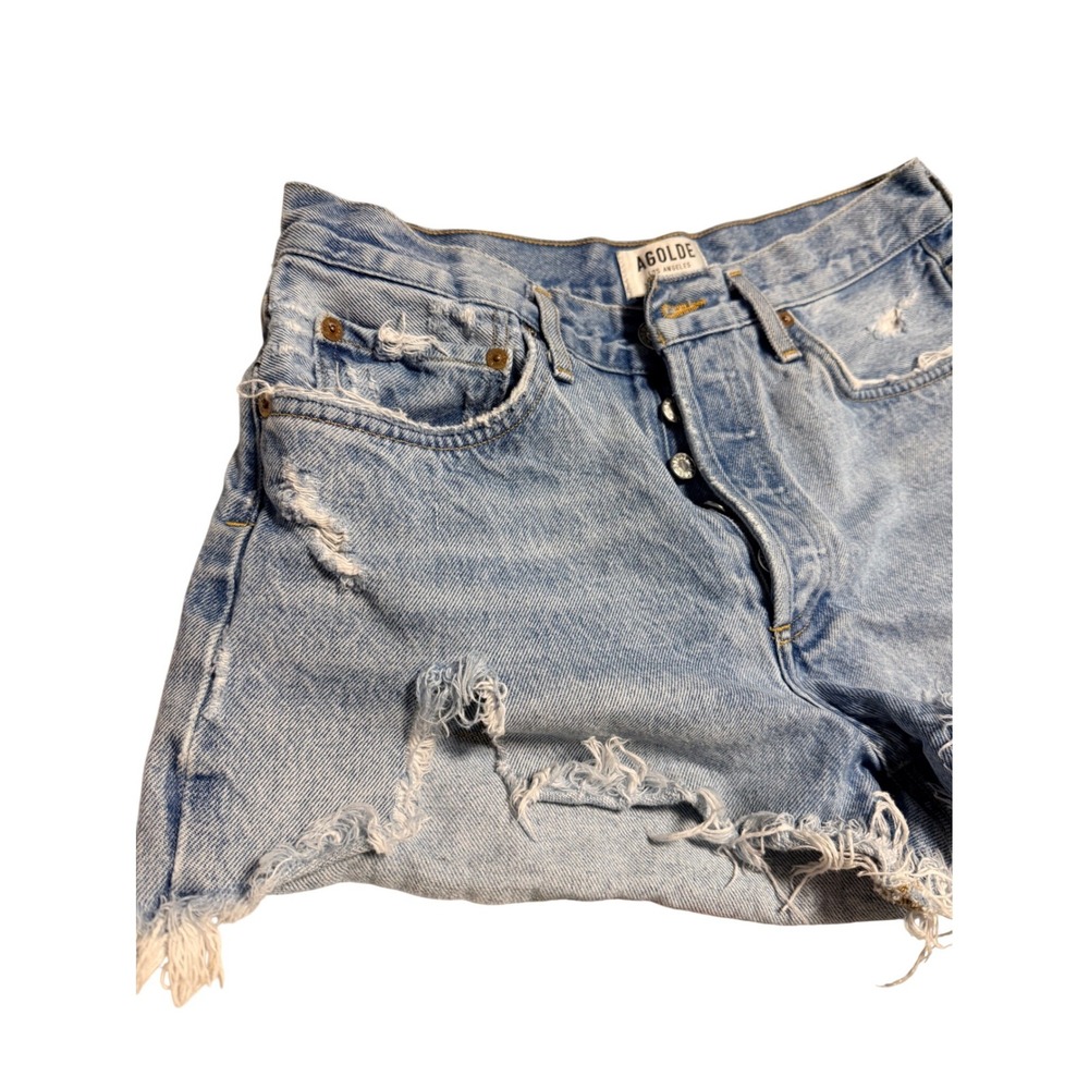 Agolde Parker Vintage Cut Off Shorts Light Indigo Distressed Denim Size‎ 27 - Picture 6 of 10